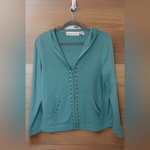 Architect Teal Zip-Up Hoodie Jacket Size Small Lightweight Stretch